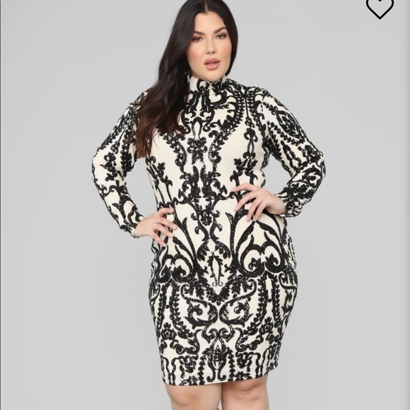 Fashion Nova Dresses & Skirts - black and white sequin dress